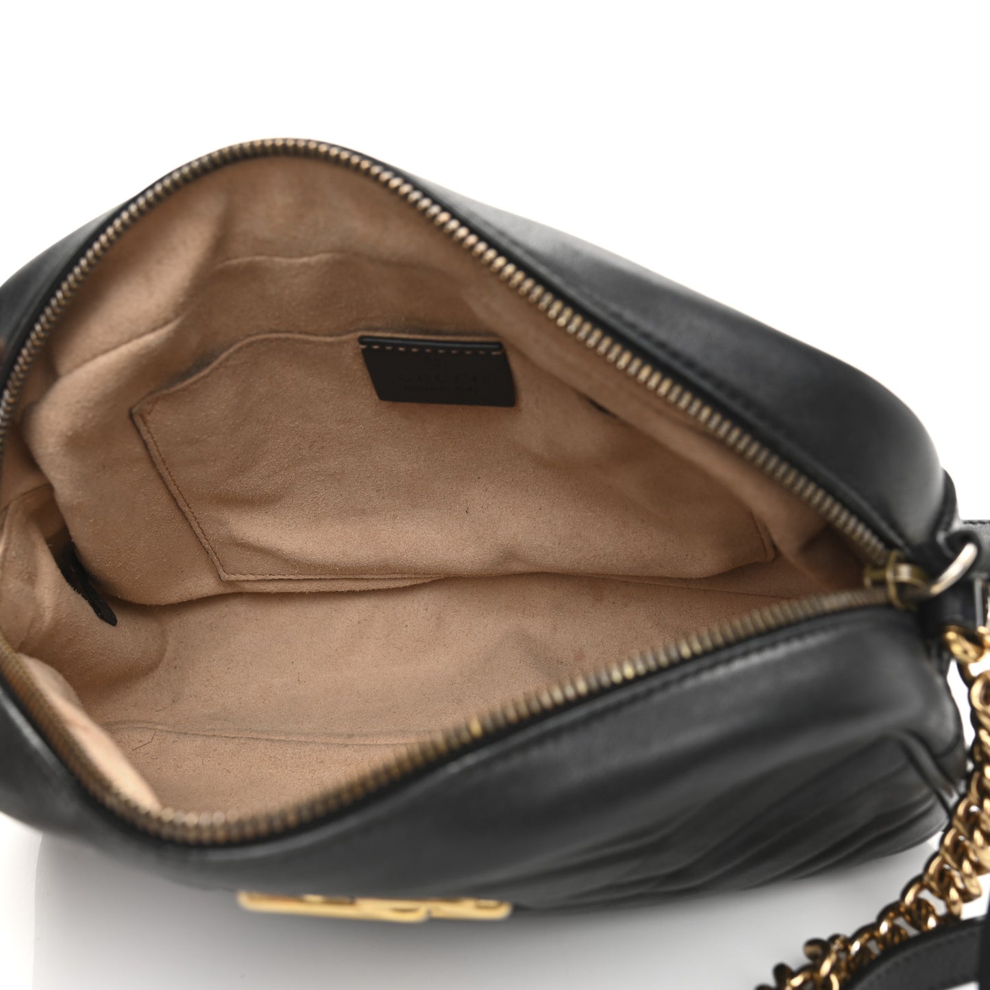 Calfskin Matelasse Small GG Marmont Chain Shoulder Bag Black