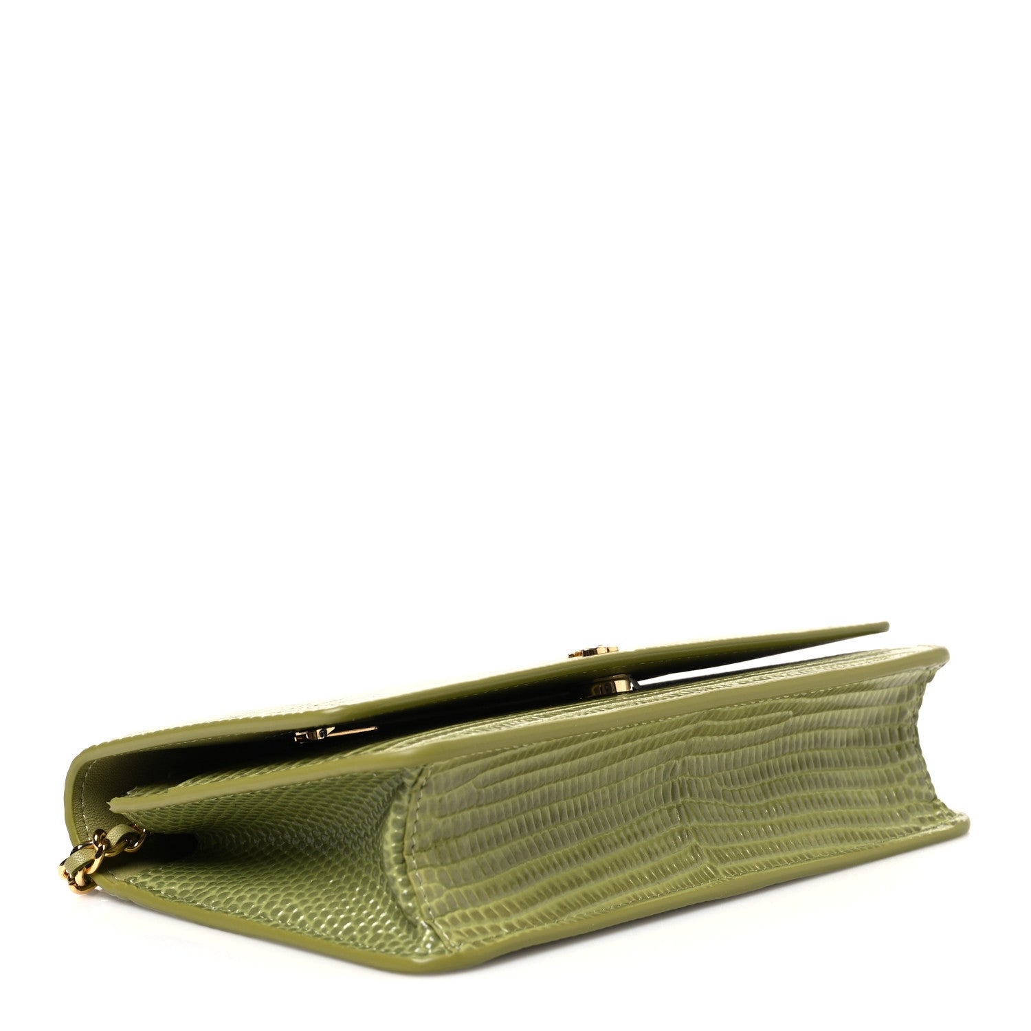 Chanel Shiny Lizard Wallet on Chain WOC Green 3 of 10