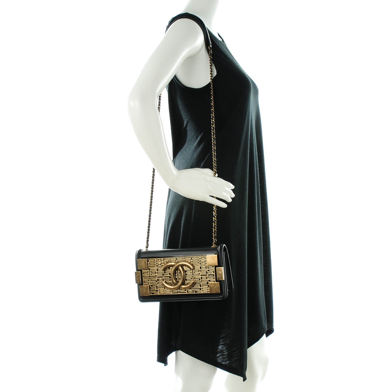 Chanel Lambskin and Plexiglass Seamless Greek Boy Brick Flap Black 2 of 7