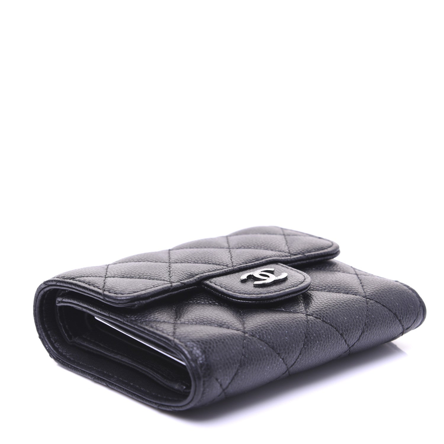 Chanel Iridescent Caviar Quilted Compact Flap Wallet Black 4 of 12