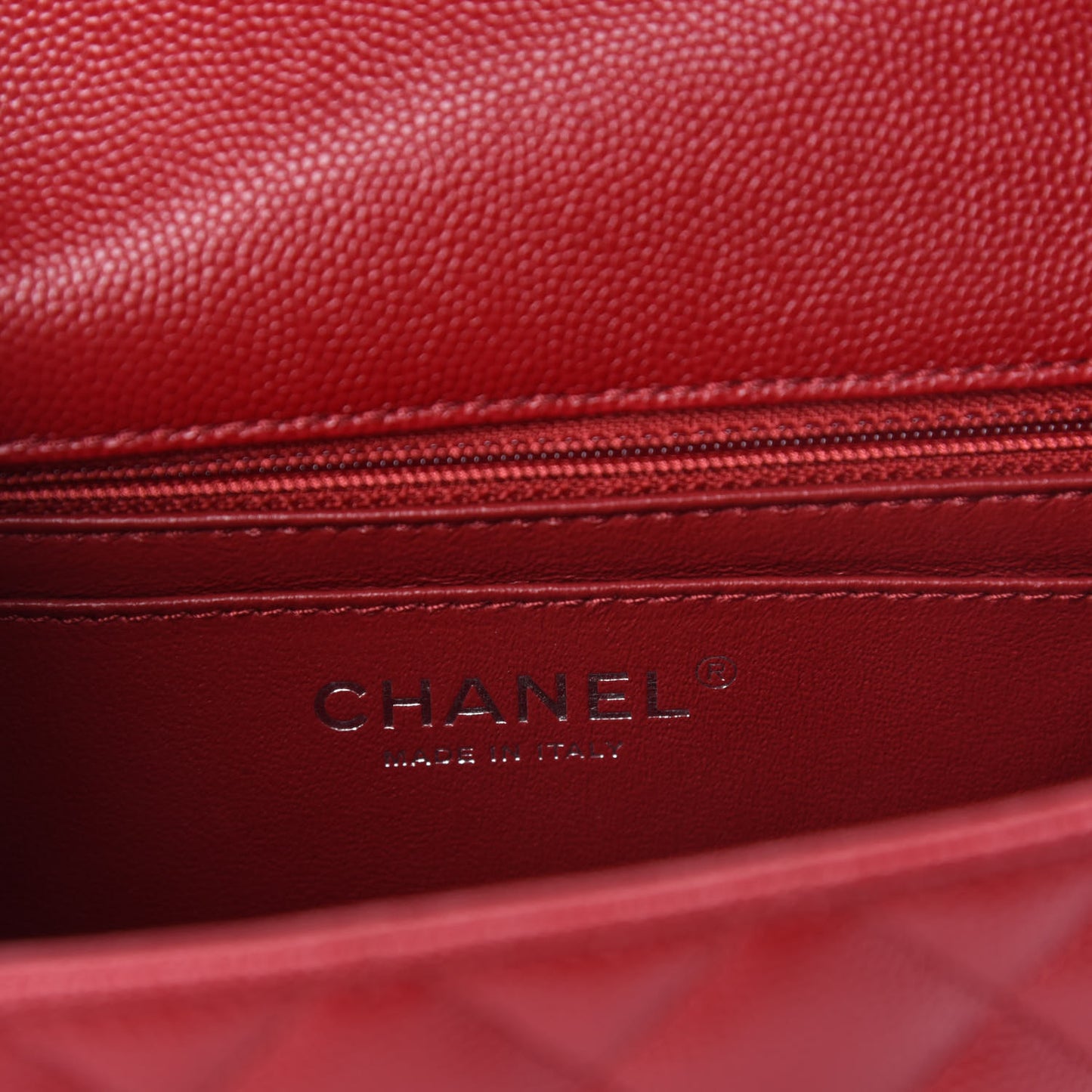 Caviar Quilted Mini Rectangular Flap Red