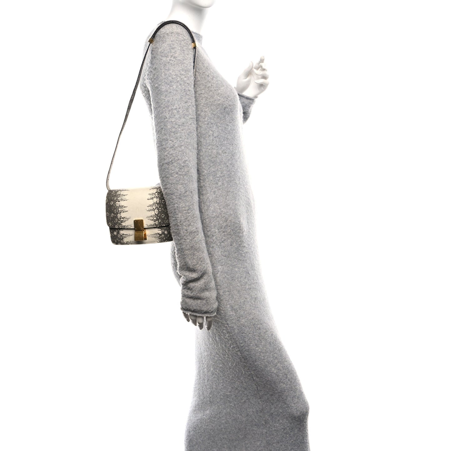Lizard Small Classic Box Flap Bag Natural