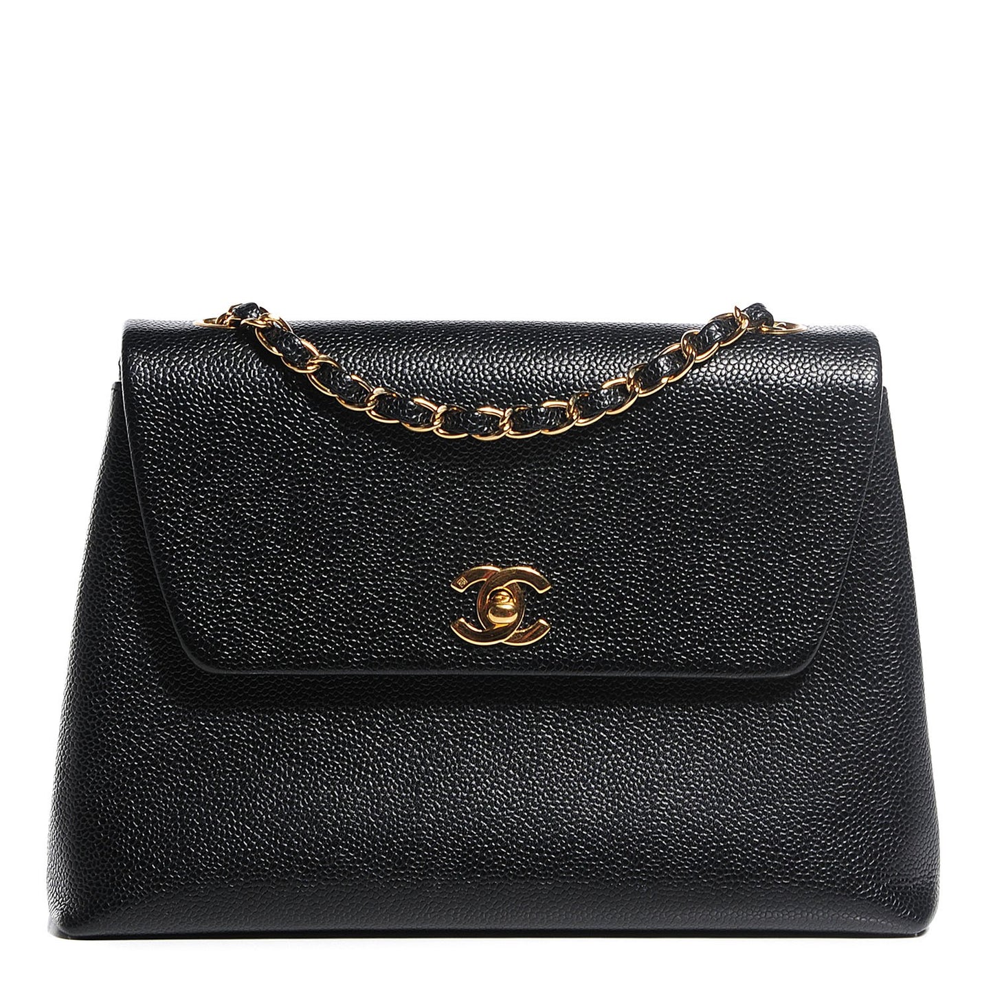 Caviar Flap Shoulder Bag Black