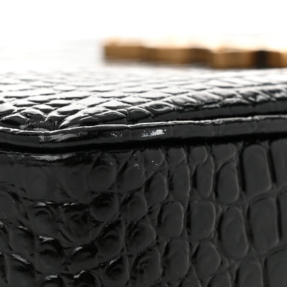 Saint Laurent Patent Calfskin Crocodile Embossed Monogram Lou Camera Bag Black 11 of 11