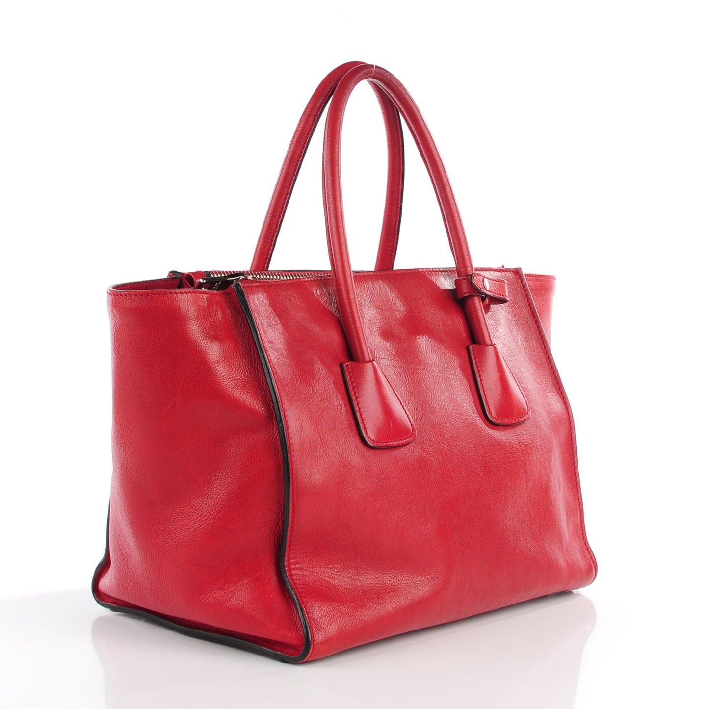 Glace Calf Twin Pocket Tote Fuoco