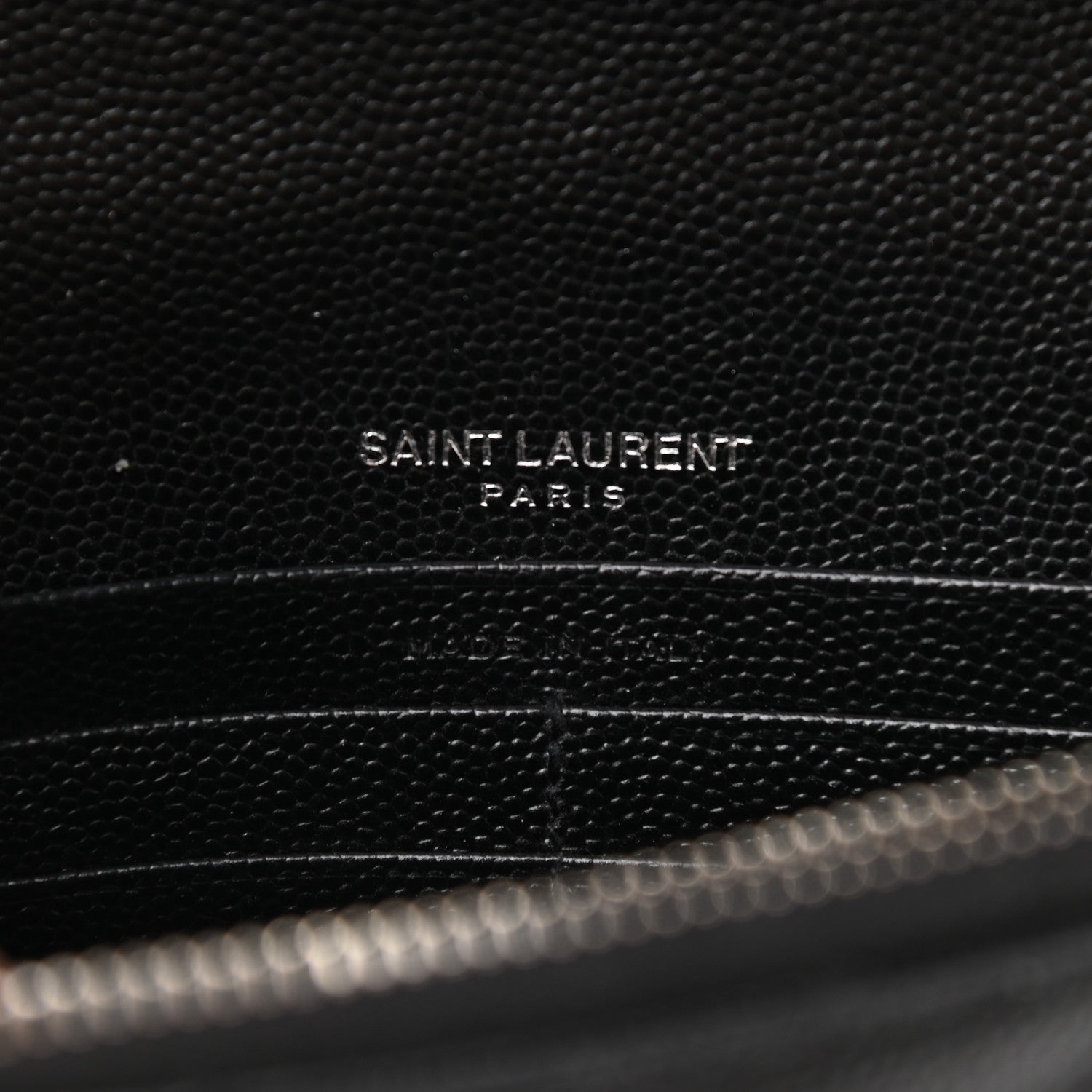 Saint Laurent Grain De Poudre Matelasse Chevron Monogram Envelope Chain Wallet Black 6 of 8