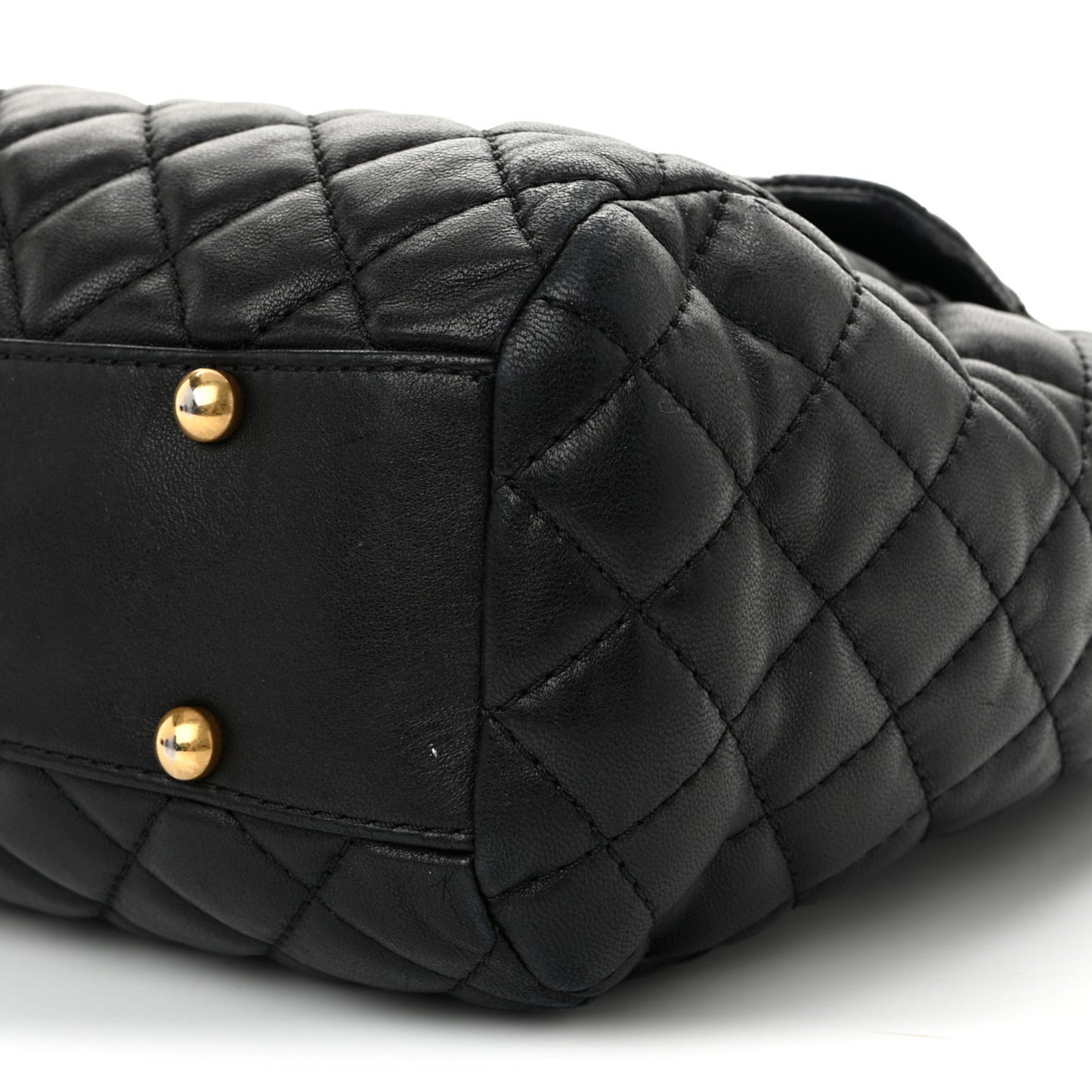 Lambskin Quilted Large Fluffy CC Shopping Tote Black