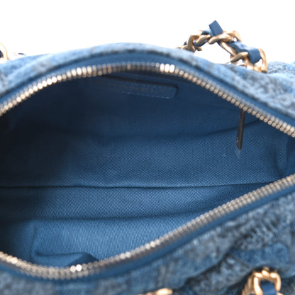Chanel Denim Printed Destination Chenonceau Bowling Bag Blue Grey White 4 of 4