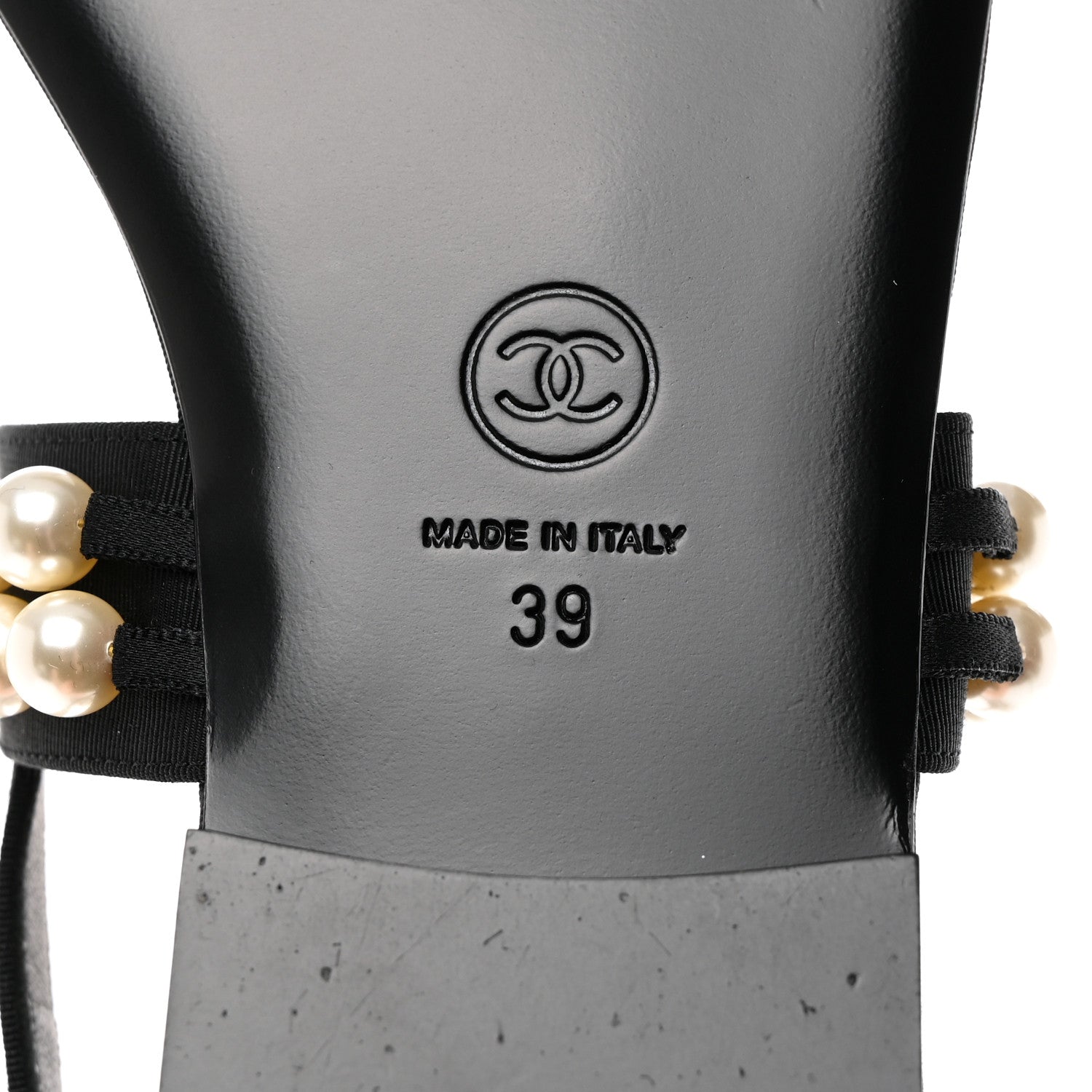 Chanel Grosgrain Pearl CC Sandals 39 Black 8 of 9