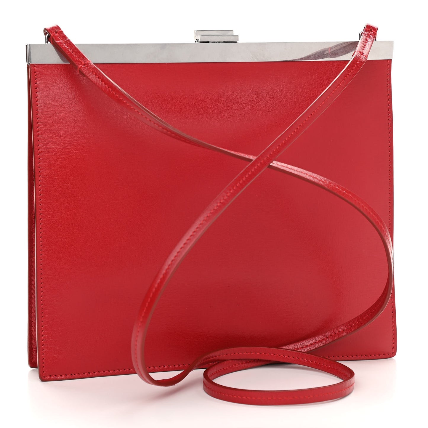 Smooth Calfskin Mini Clasp Bag Pop Red