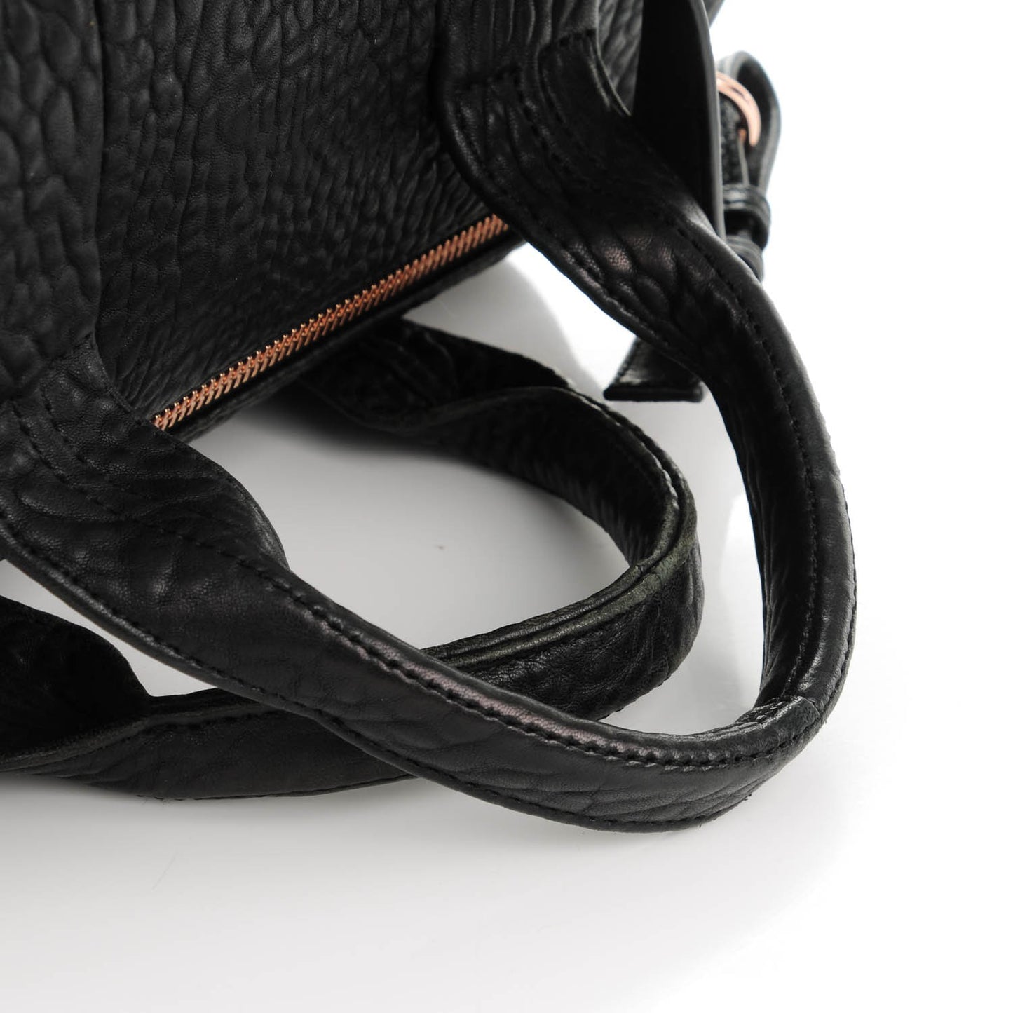Pebbled Lambskin Rocco Black Rose Gold Hardware