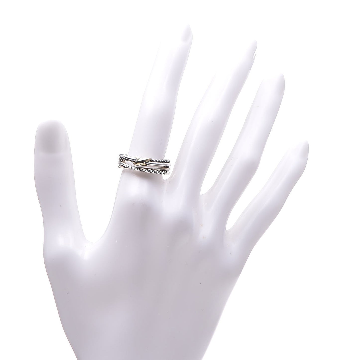 Sterling Silver 18K Yellow Gold 6mm X Crossover Ring 56.5 7.75
