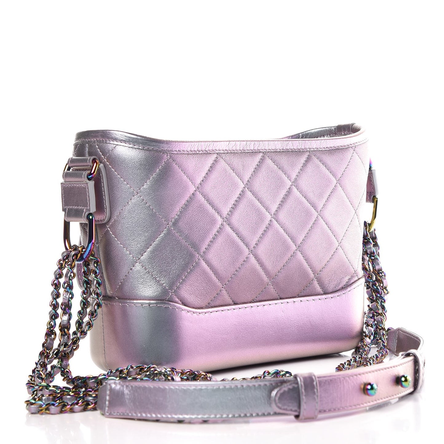 Iridescent Lambskin Calfskin Quilted Small Gabrielle Hobo Light Purple