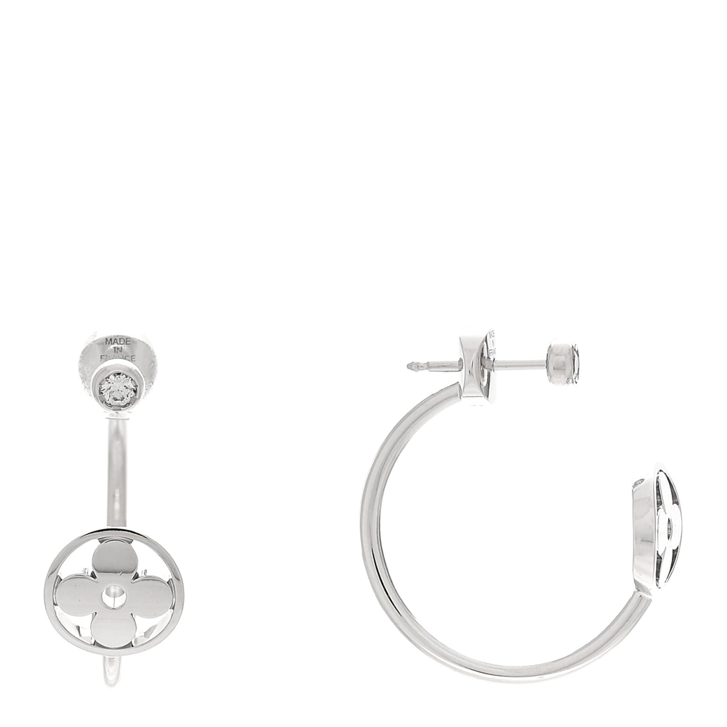 18K White Gold Diamond Idylle Blossom Hoop Earrings