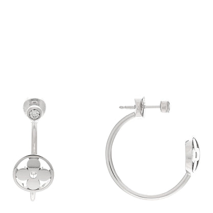 Louis Vuitton 18K White Gold Diamond Idylle Blossom Hoop Earrings 1 of 4