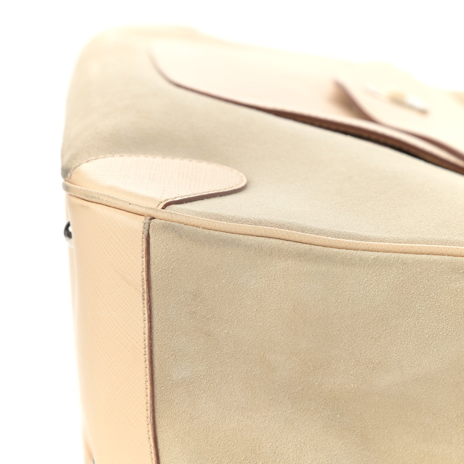 Salvatore Ferragamo Suede Hammered Calfskin Gancini Satchel Beige 11 of 16