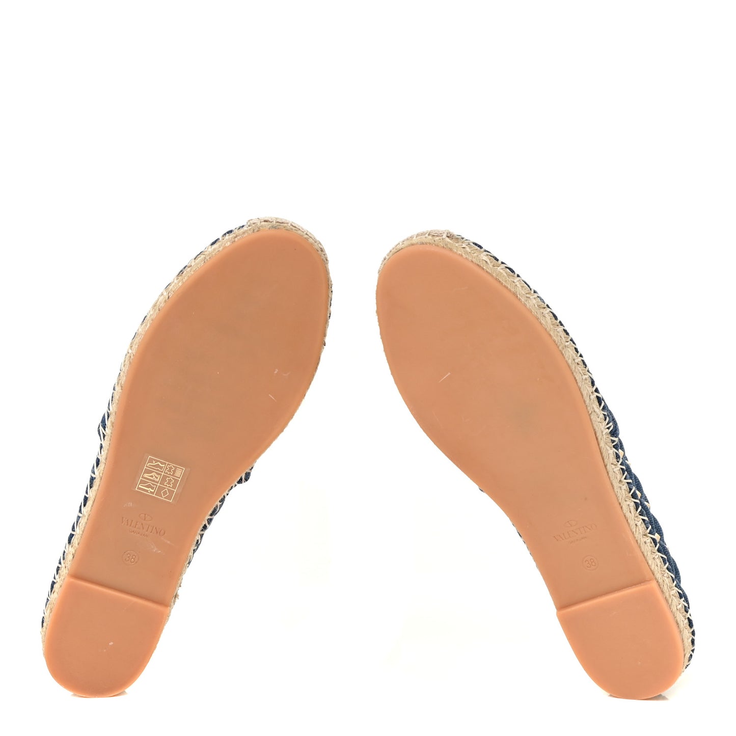 Denim Rockstud Spike Espadrille Flats 38 Blue