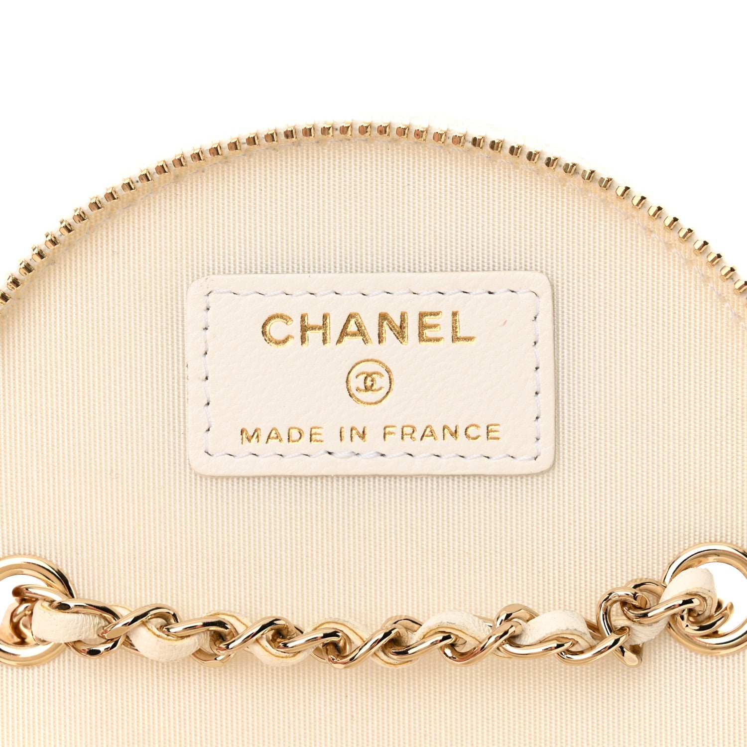 Chanel Lambskin Quilted Round Small Vanity Case With Chain White Black 6 of 11