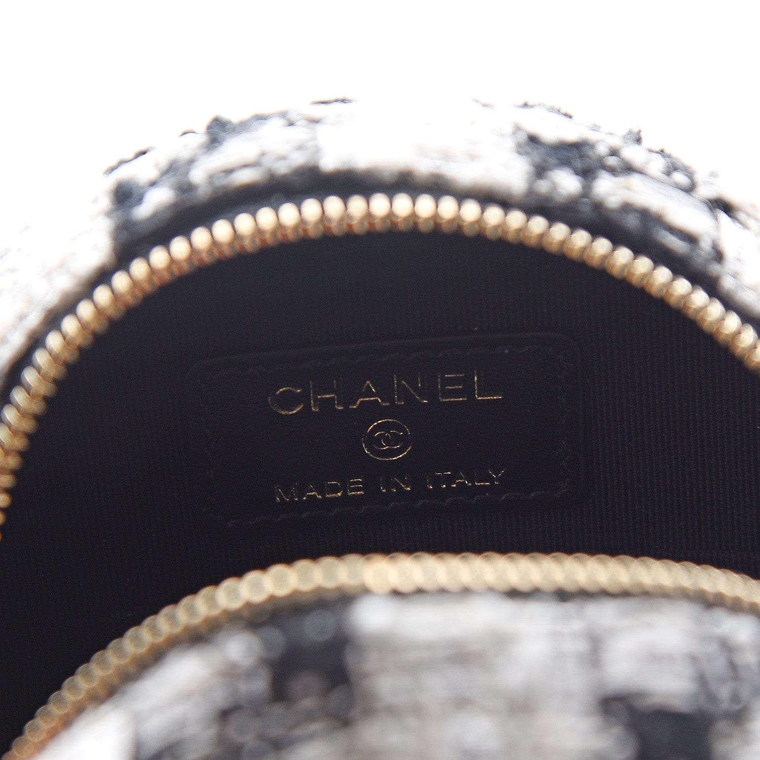 Chanel Tweed Round Clutch With Chain Black 5 of 10
