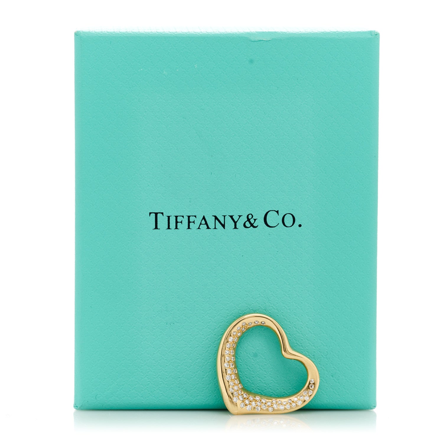 Tiffany 18K Yellow Gold Diamond 28mm Elsa Peretti Open Heart Pendant 4 of 4