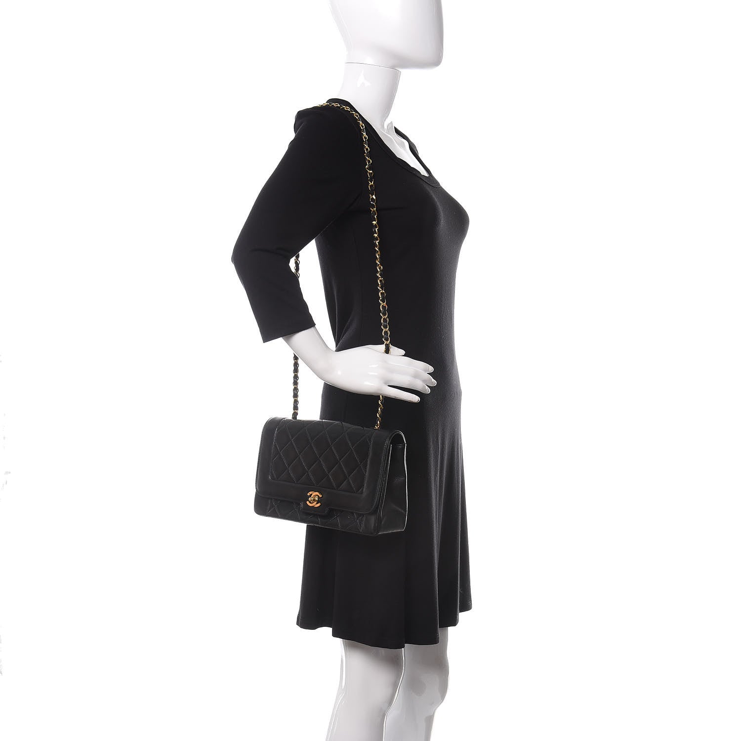 Chanel Lambskin Quilted Medium Single Flap Black 2 of 10