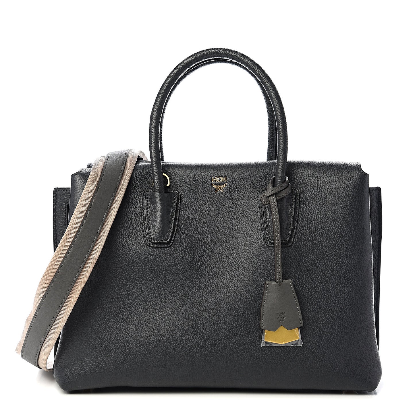Grained Calfskin Medium Milla Tote Phantom Grey