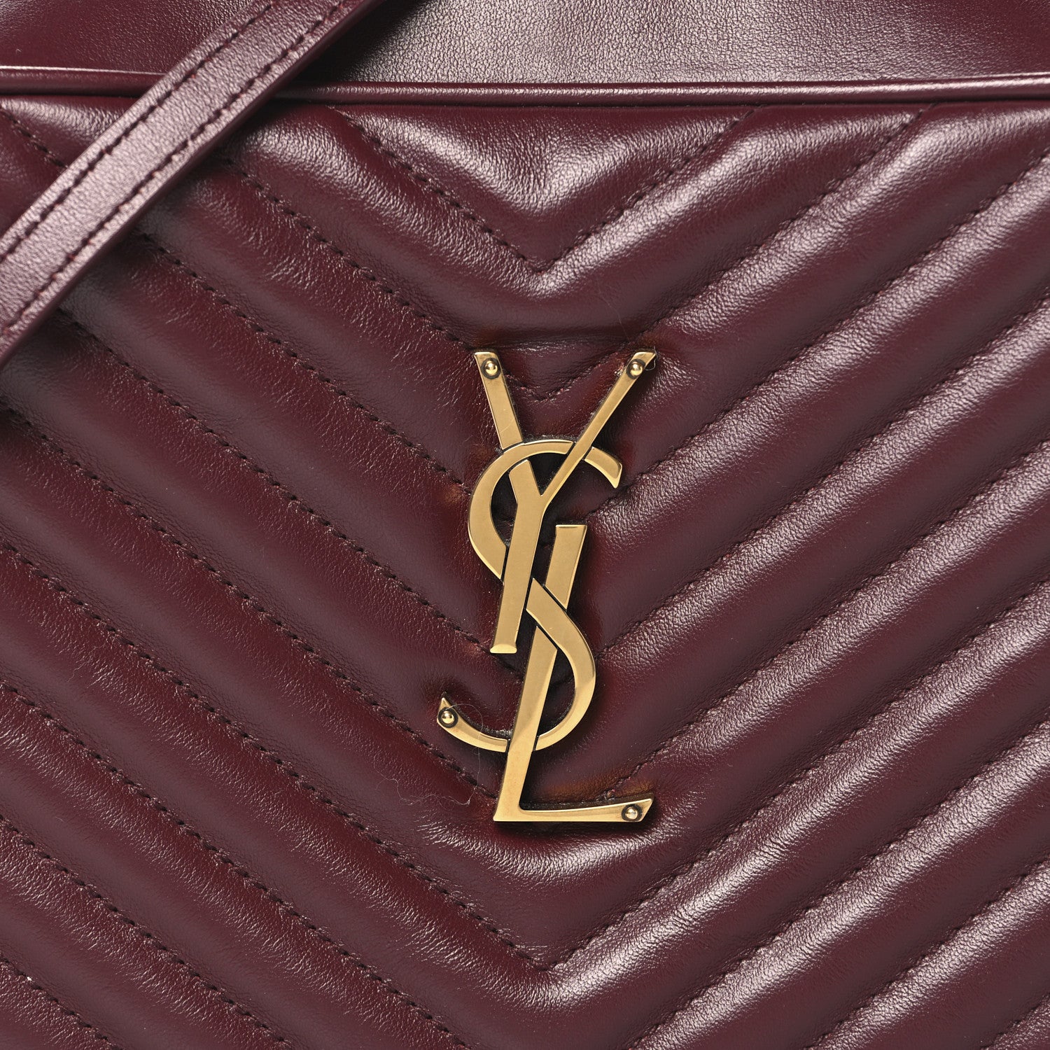 Saint Laurent Calfskin Matelasse Monogram Lou Camera Bag Dark Legion Red 7 of 9