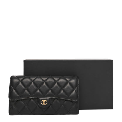 Chanel Lambskin Quilted Large Gusset Flap Wallet Black 11 of 11