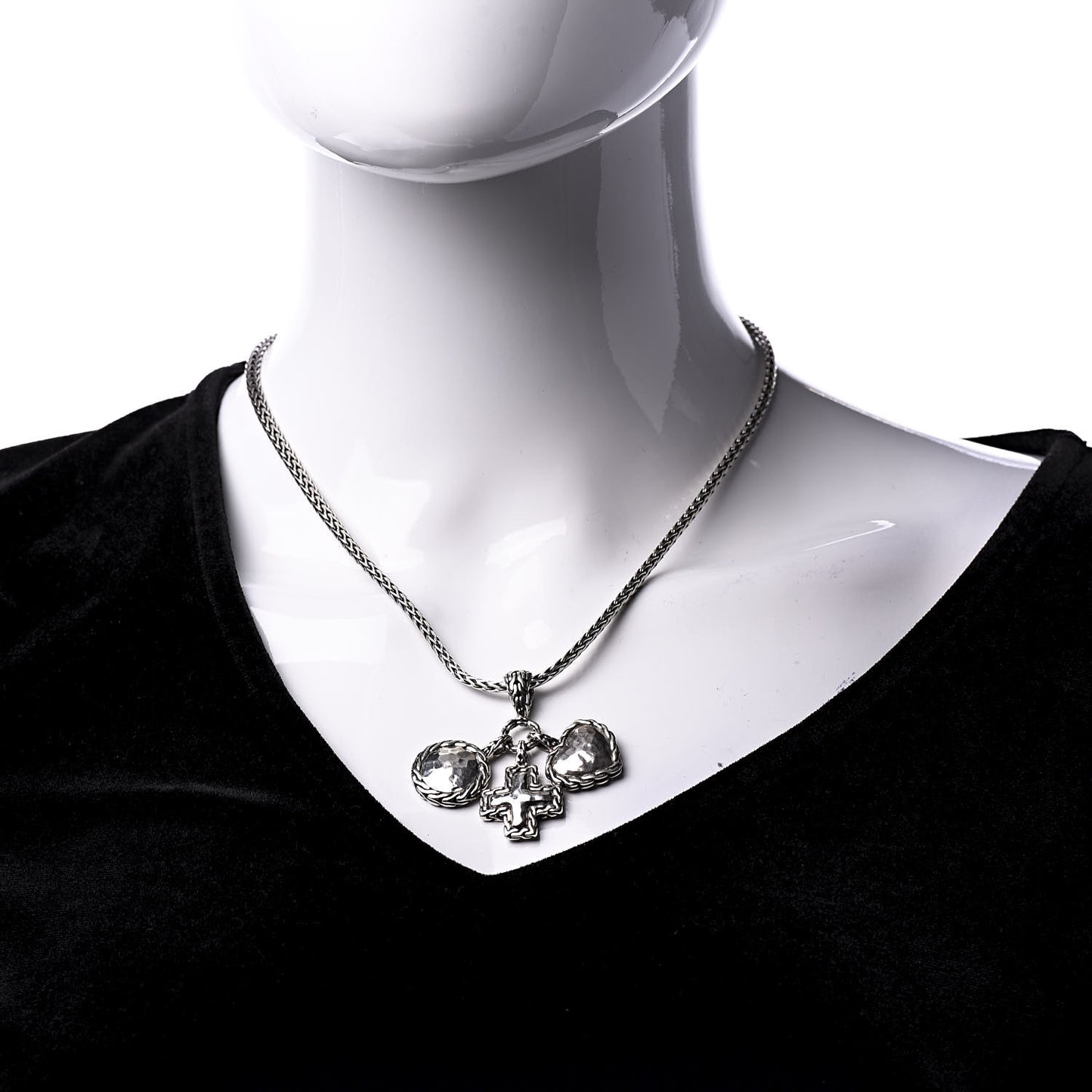 Sterling Silver Palu Circle Cross Heart Pendant Necklace