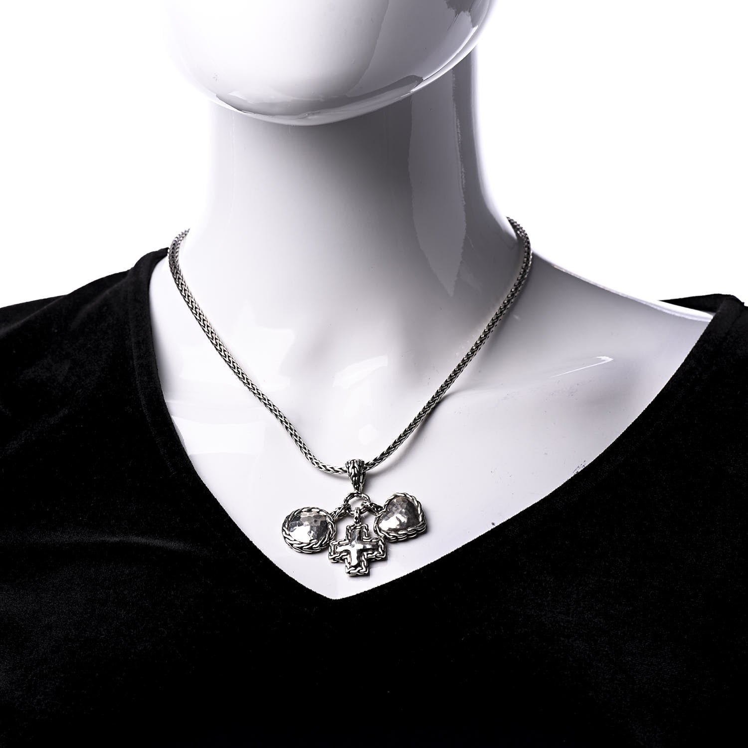 John Hardy Sterling Silver Palu Circle Cross Heart Pendant Necklace 2 of 6