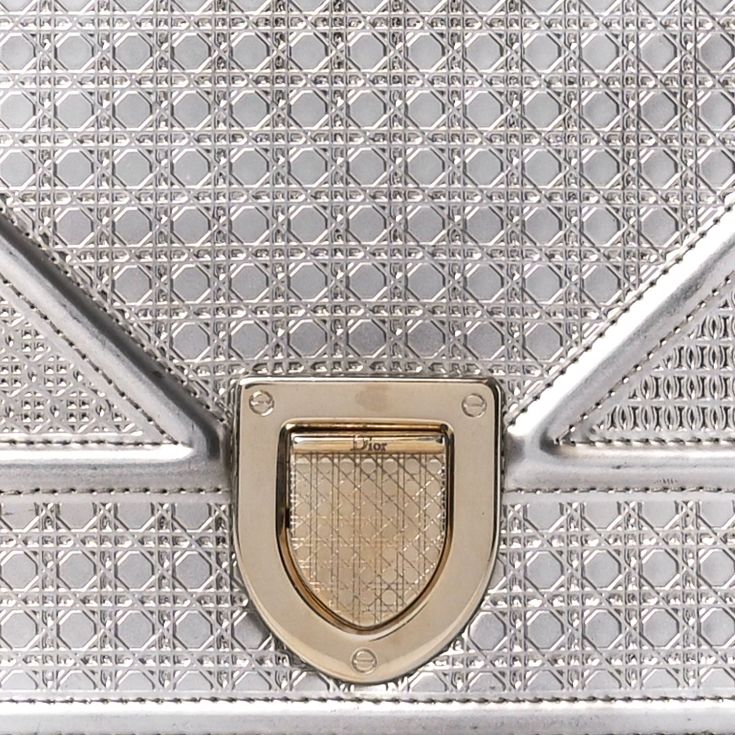 Metallic Patent Micro-Cannage Medium Diorama Flap Bag Silver
