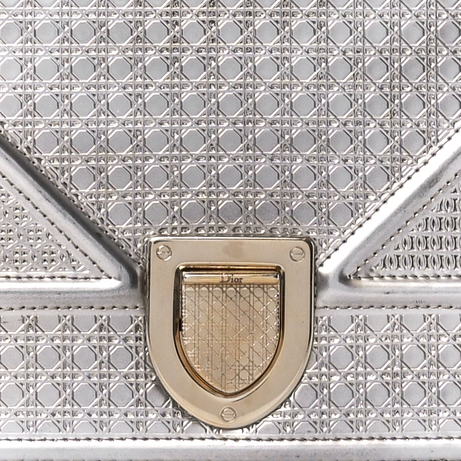 Christian Dior Metallic Patent Micro-Cannage Medium Diorama Flap Bag Silver 9 of 14