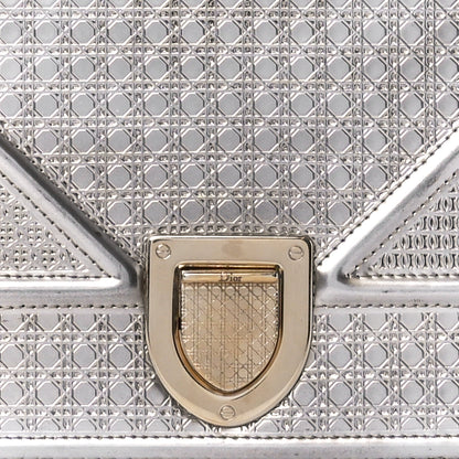 Christian Dior Metallic Patent Micro-Cannage Medium Diorama Flap Bag Silver 9 of 14