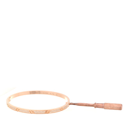Cartier 18K Pink Gold Diamond Small LOVE Paved Bracelet 17 6 of 7