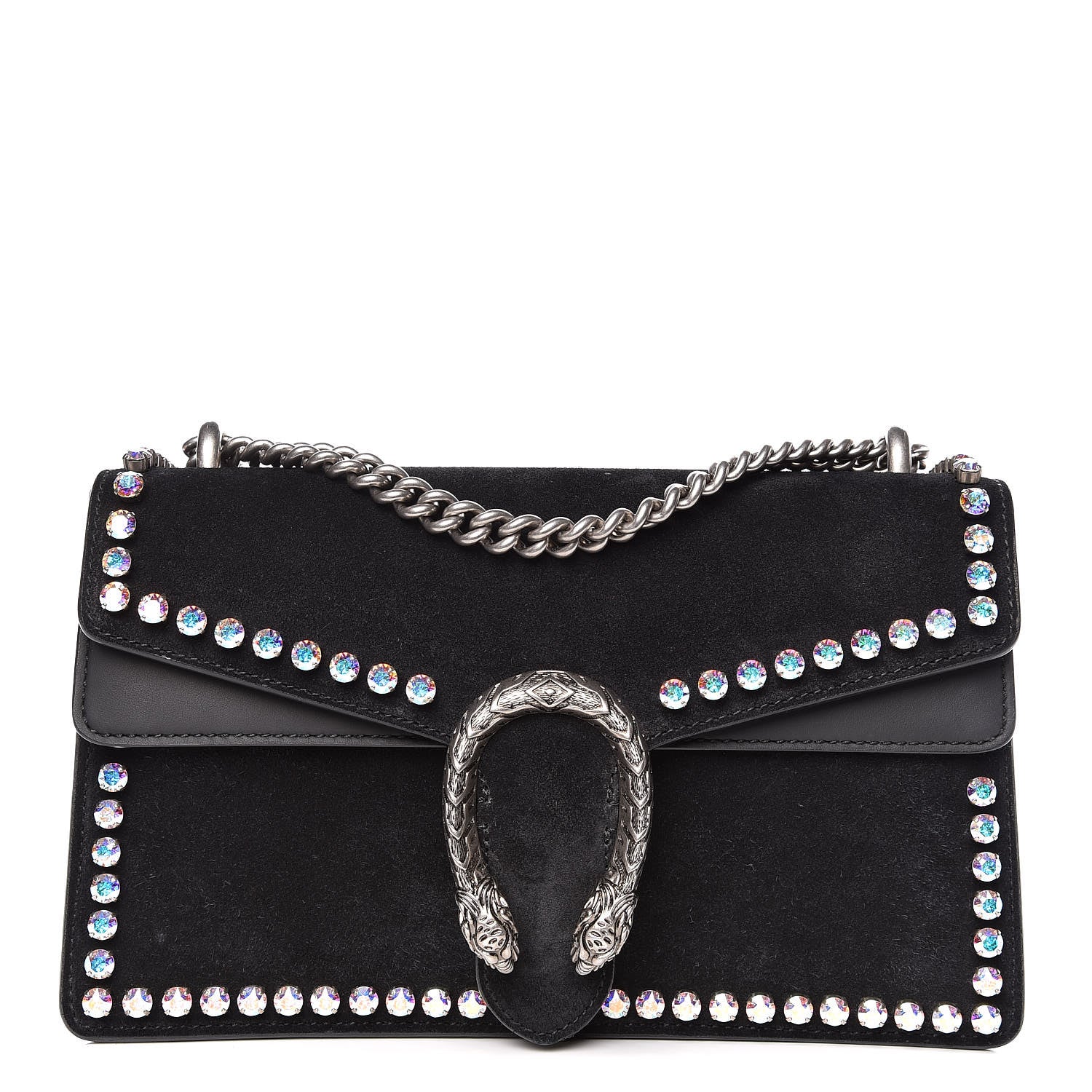 Gucci Suede Crystal Small Dionysus Shoulder Bag Black 1 of 14