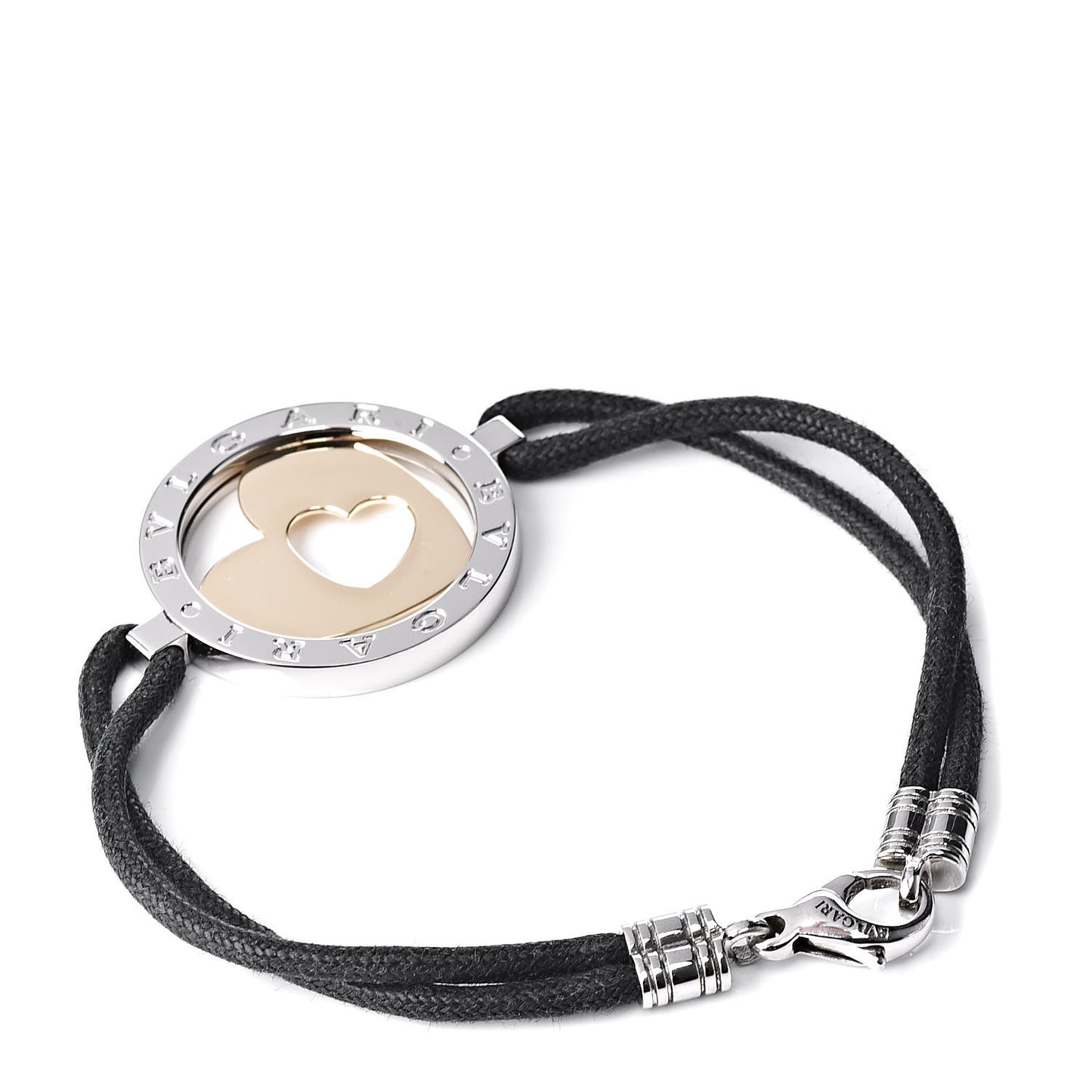 Stainless Steel 18K Yellow Gold Tondo Heart Bracelet