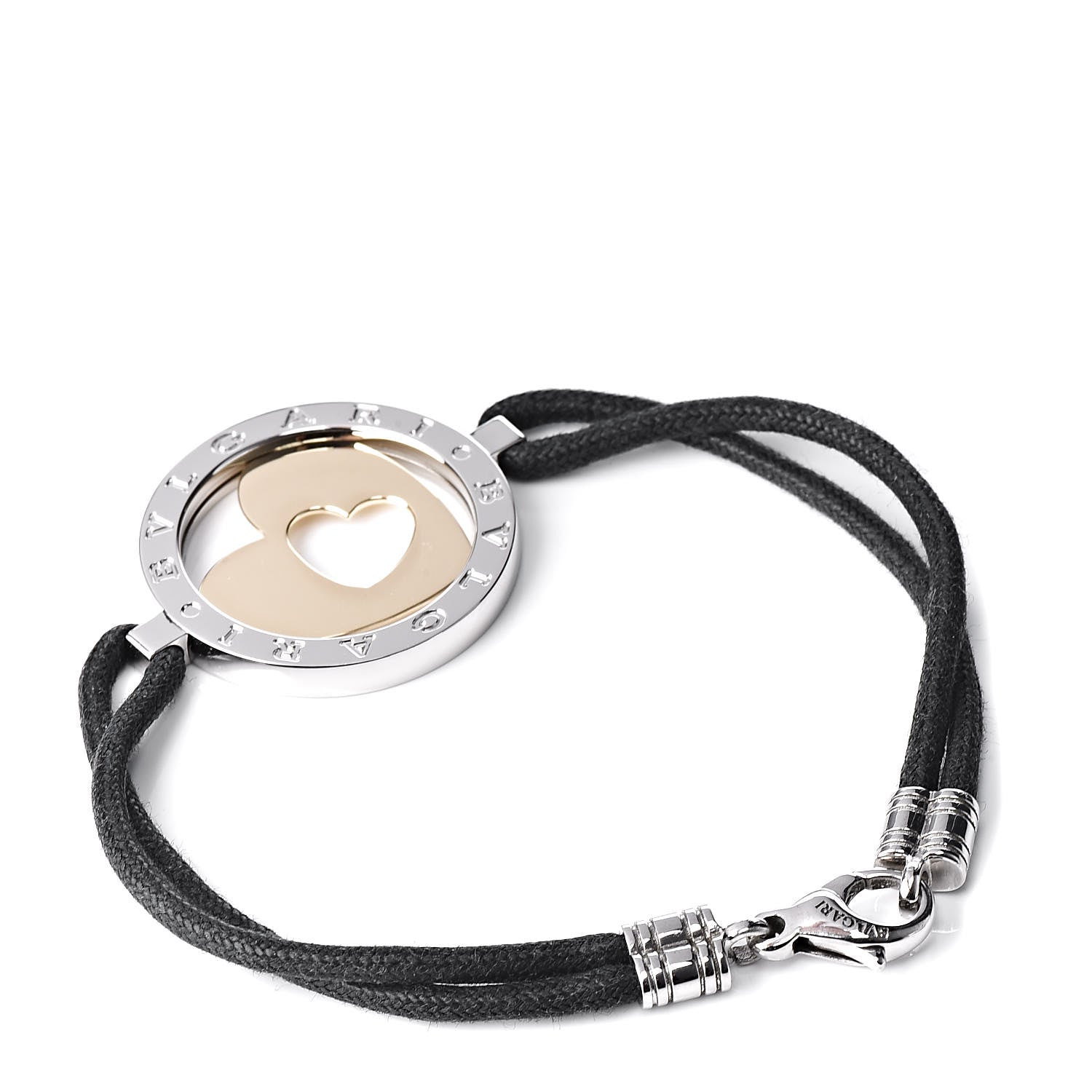 Bulgari Stainless Steel 18K Yellow Gold Tondo Heart Bracelet 3 of 5