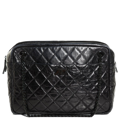 Chanel Metallic Aged Calfskin Quilted Large Reissue Camera Case Black 1 of 8