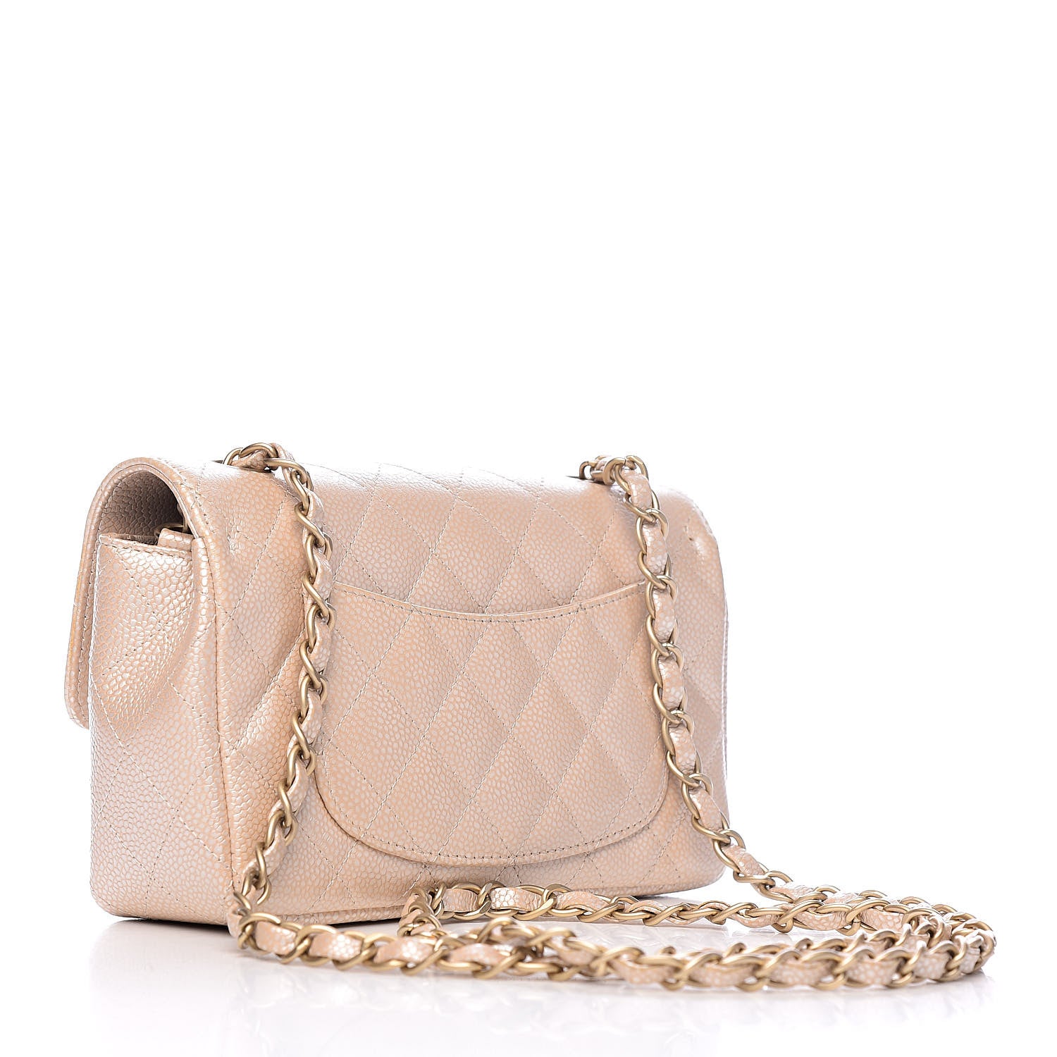 Chanel Pearly Caviar Quilted Mini Rectangular Flap Beige 3 of 11
