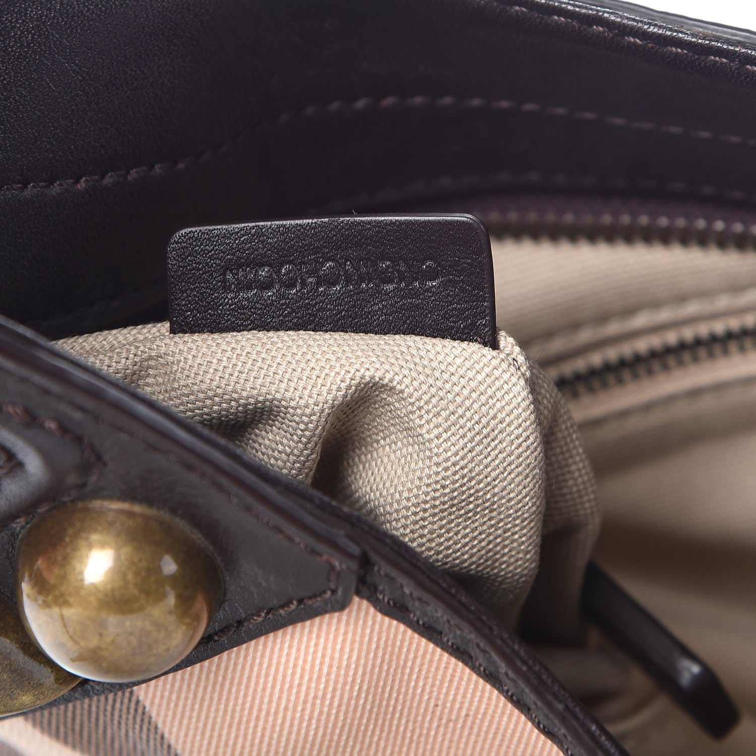 Burberry Nova Check Mega Stud Medium Alverton Hobo Chocolate 8 of 9