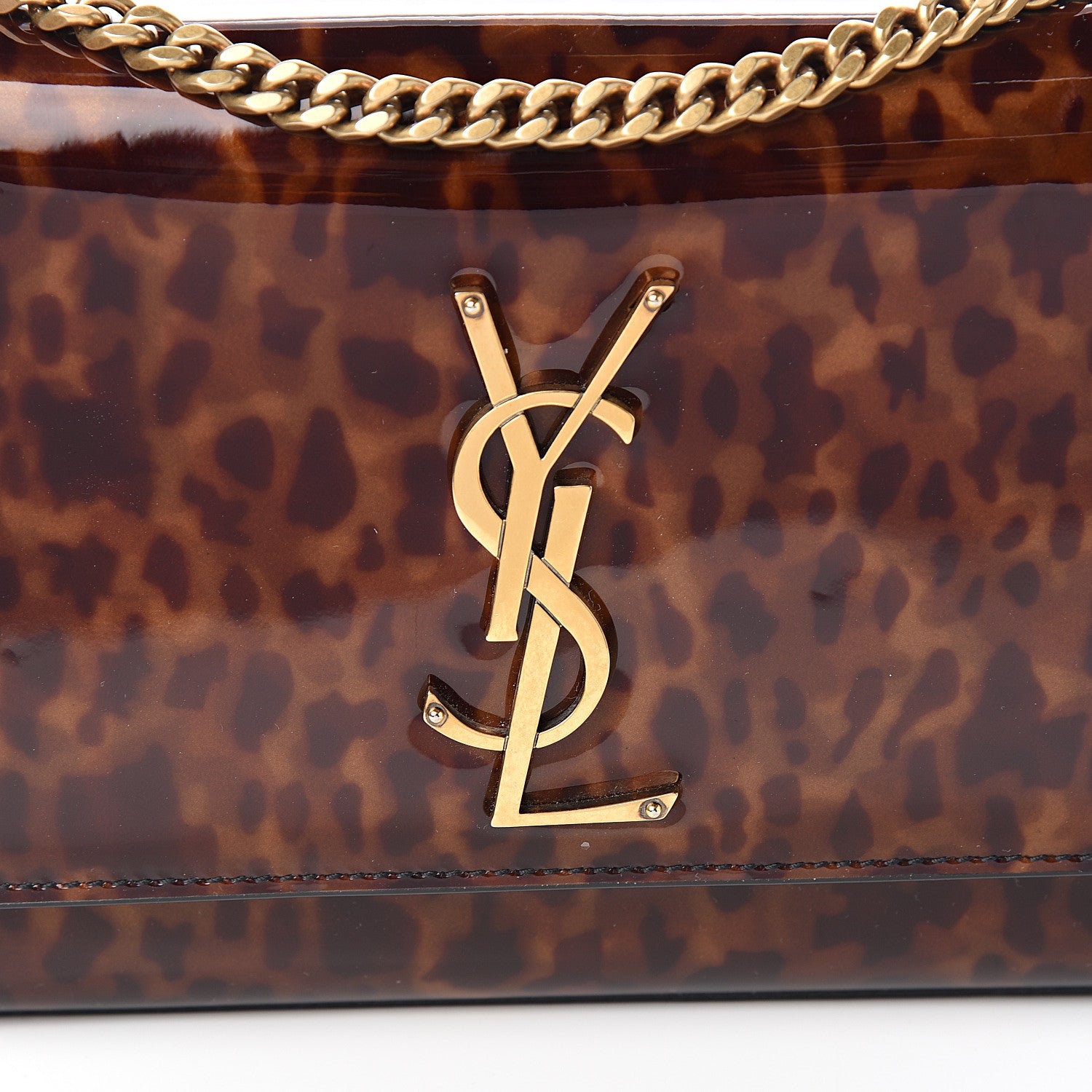 Saint Laurent Patent Small Monogram Kate Satchel Tortoiseshell 8 of 8