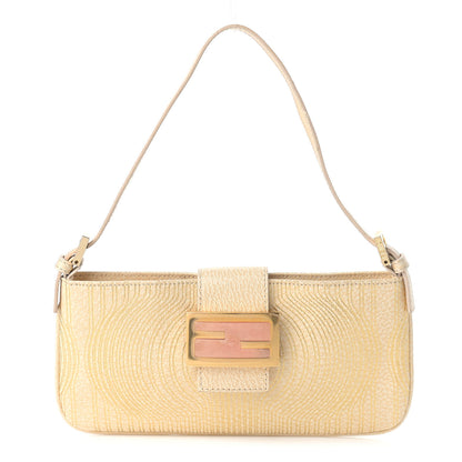 Fendi Metallic Calfskin Printed Mini Baguette Gold 1 of 14