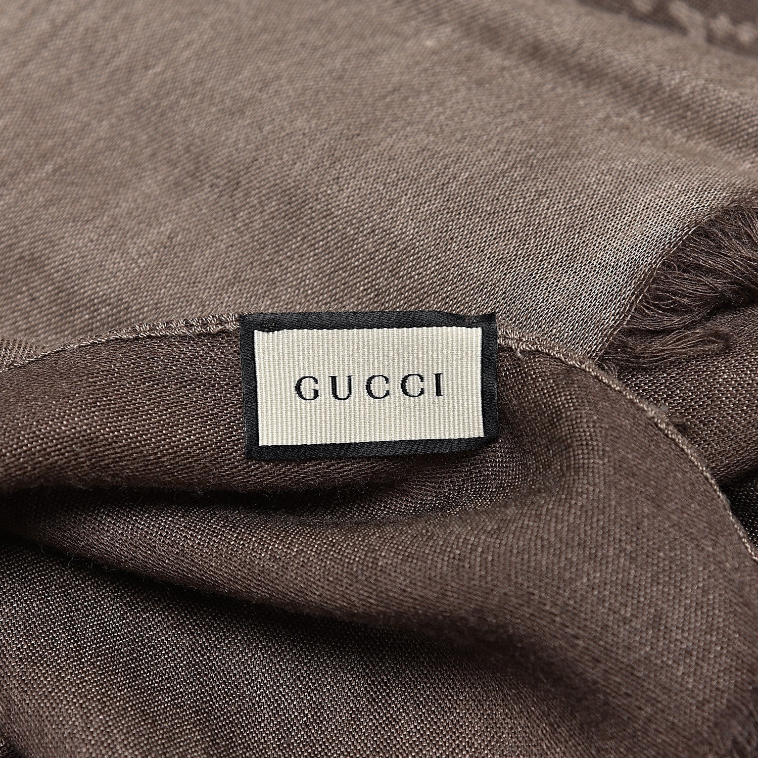 Gucci Wool Silk Monogram Fringe Scarf Brown 5 of 5