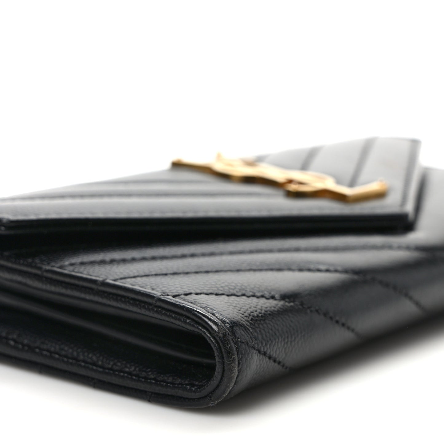 Grain De Poudre Matelasse Chevron Monogram Flap Wallet Black