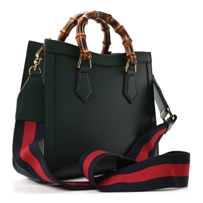 Gucci Textured Dollar Calfskin Web Small Diana Tote Bag Vintage Green Powder Pink 3 of 9