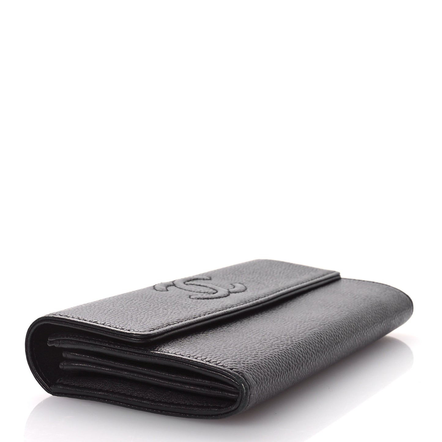 Caviar Timeless CC Large Gusset Flap Wallet Black