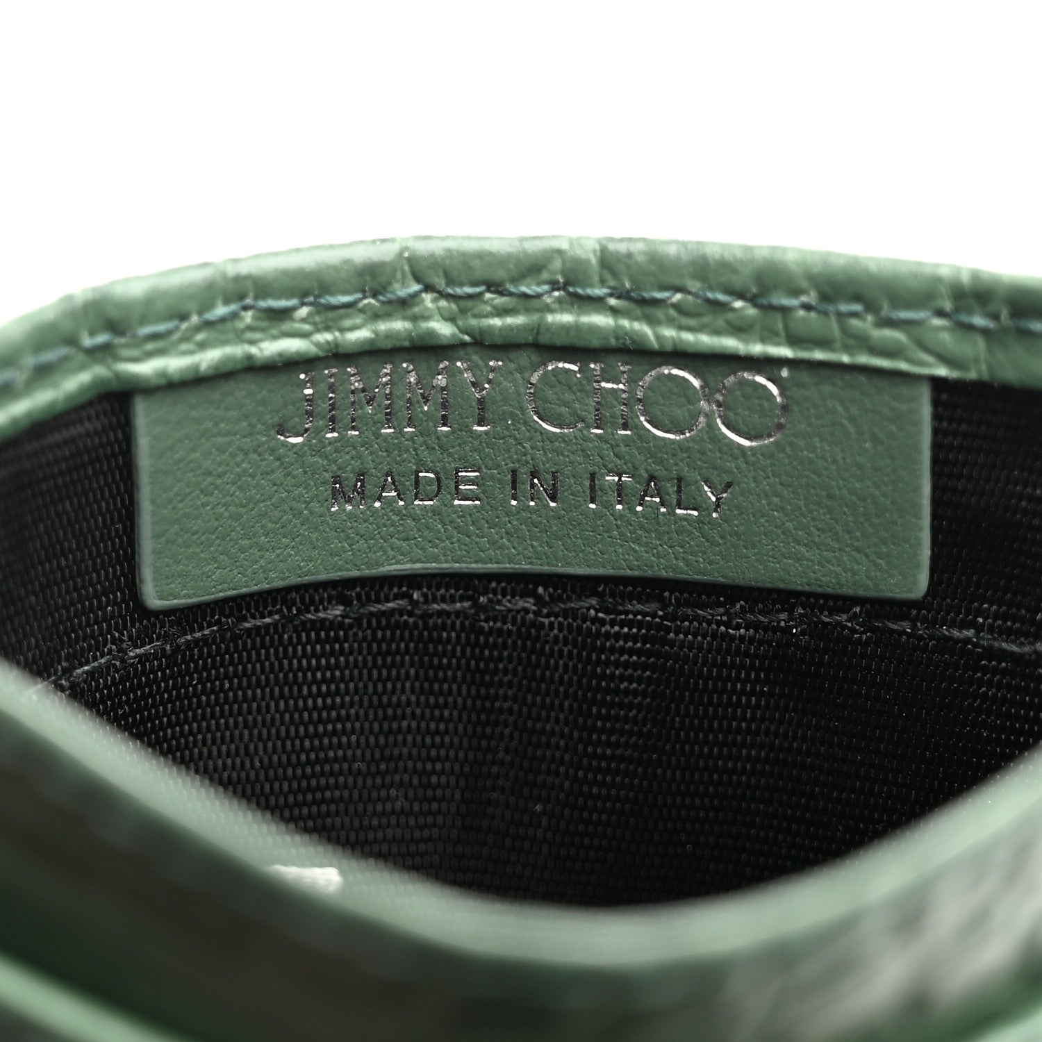 Jimmy Choo Calfskin Crocodile Embossed Umika Card Holder Cactus 7 of 7