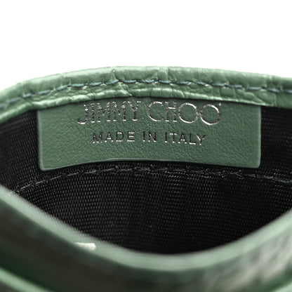 Jimmy Choo Calfskin Crocodile Embossed Umika Card Holder Cactus 7 of 7