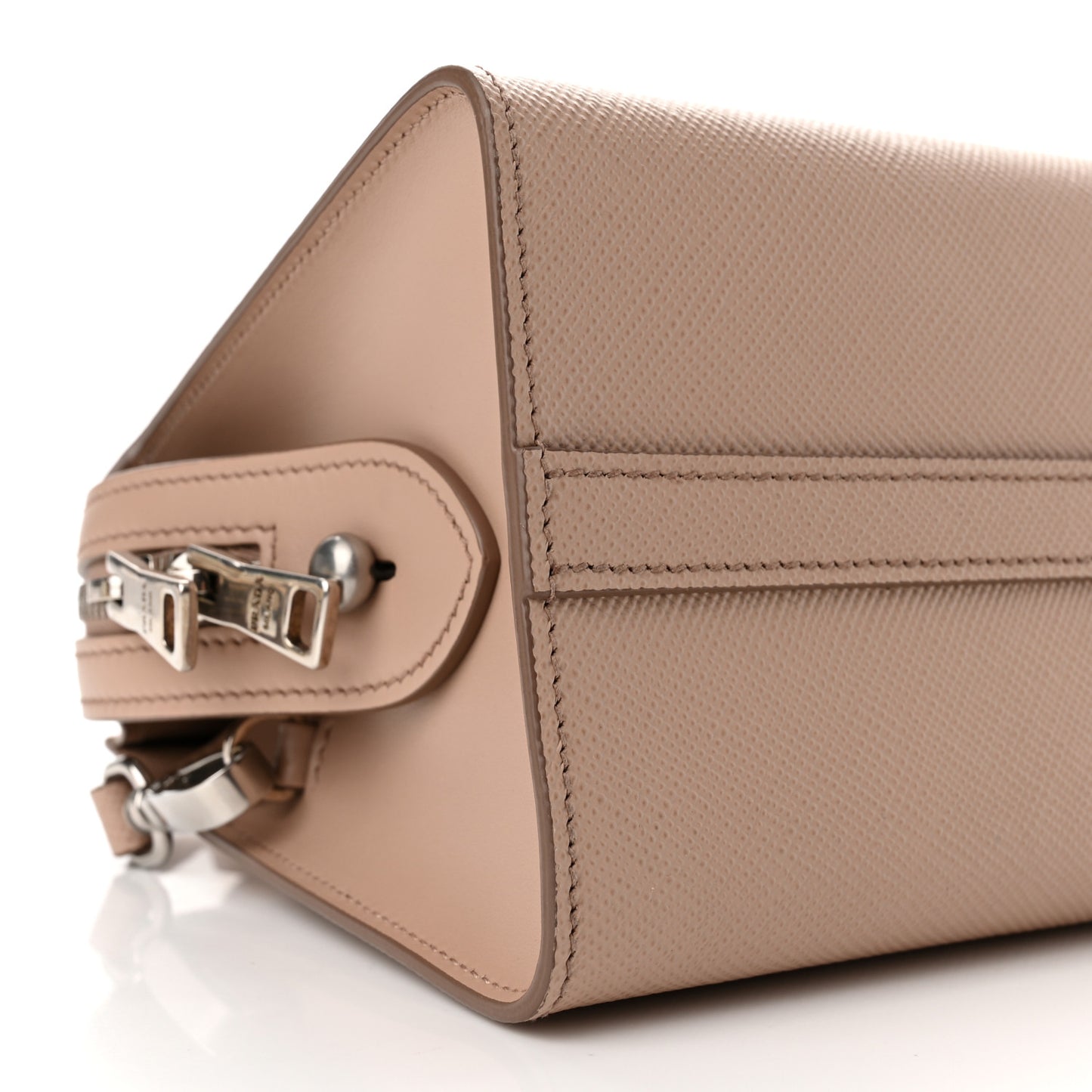 Saffiano Cuir Calfskin Mini Monochrome Top Handle Tote Cipria