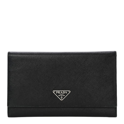 Prada Saffiano Triangle Flap Wallet Black 1 of 16